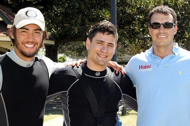Haier Appliances Team (from left) Tim Westwood, Lorenzo Cerretelli, Pedro Vozone © Frank Quealey /Australian 18 Footers League http://www.18footers.com.au